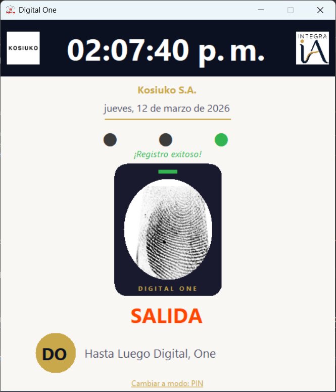 Fichada por huella digital en el Fichador
