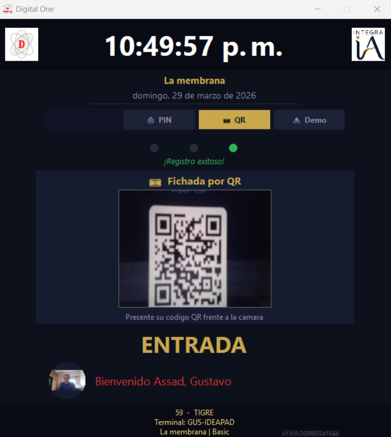 Fichada por código QR en el Fichador