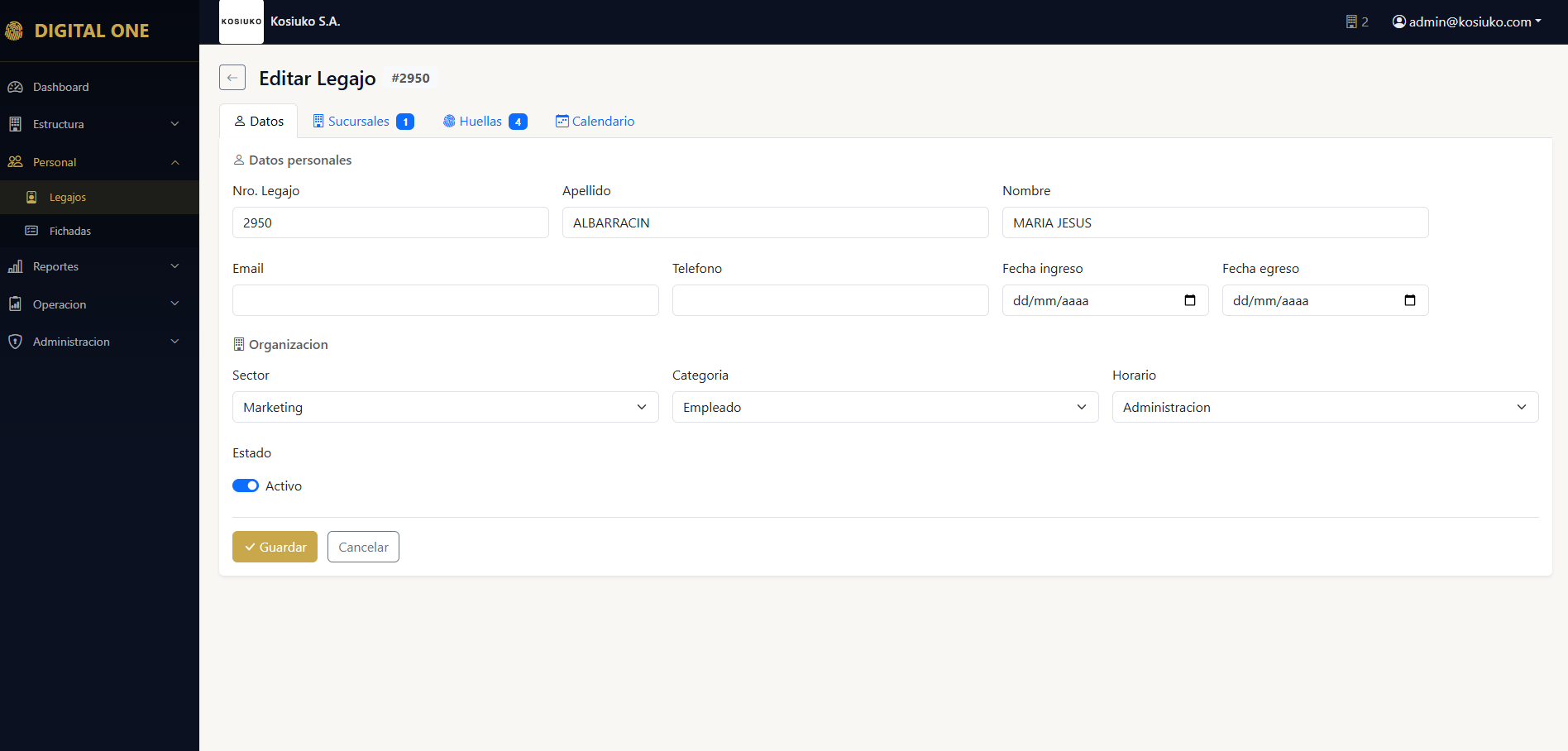 Portal Web - Gestión de empleados